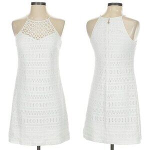 Lilly Pulitzer Dress Beachy Boho Crochet Lace Overlay Size XS Solid White